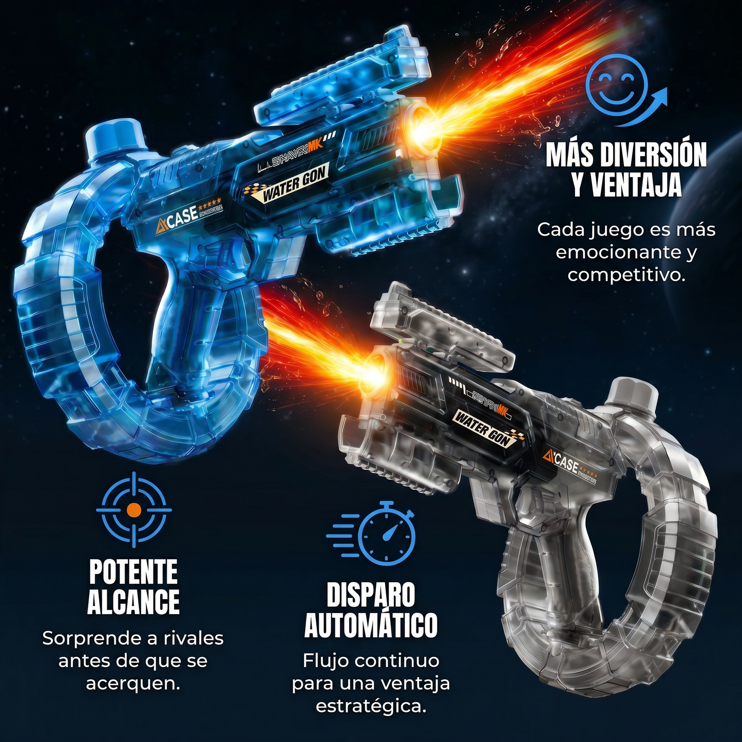 Pistola de agua eléctrica con luz